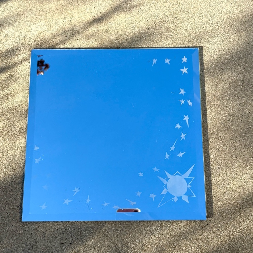 Vintage beveled mirror star starburst home decor tray